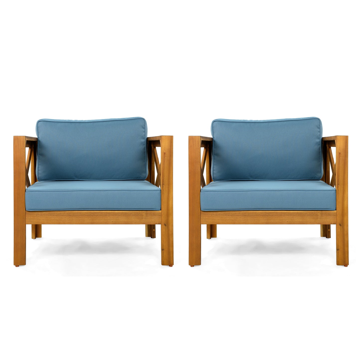 Outdoor Conversation Set Acacia Wood 3 Piece Club Chairs