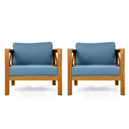 Outdoor Conversation Set Acacia Wood 3 Piece Club Chairs