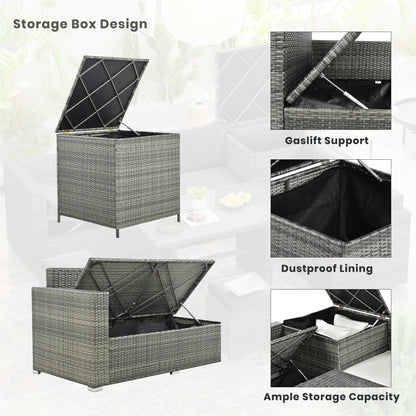 Outdoor 6-Piece All Weather PE Rattan Sofa Set, Garden Patio Wicker Sectional