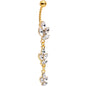 Clear Gem Gold Tone Totally Twisted Vine Dangle Belly Ring