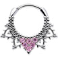 16G 3/8 Pink CZ Gem Triangle Ornate Septum Clicker