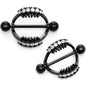 14G 9/16 Clear CZ Gem Black Scary Fang Halloween Nipple Shield Set
