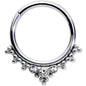 16G 3/8 Clear CZ Gem Triad Hinged Segment Ring