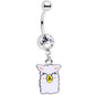 Clear CZ Gem Sweet Llama Dangle Belly Ring
