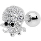 16G 1/4 Clear Black CZ Gem Nautical Octopus Cartilage Tragus