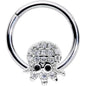 16G 5/16 Clear Black CZ Gem Nautical Octopus Hinged Segment Ring