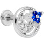 16G 5/16 Clear Blue CZ Gem Moonflower Labret Monroe Tragus