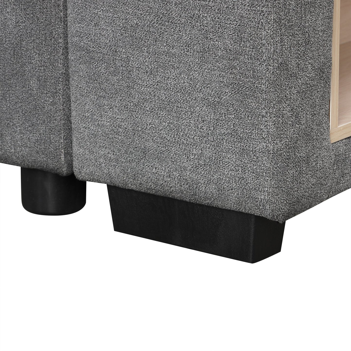 Sectional Sofa U-Shape Chenille Gray 5 Seat USB Ports Pull-Out 109 In