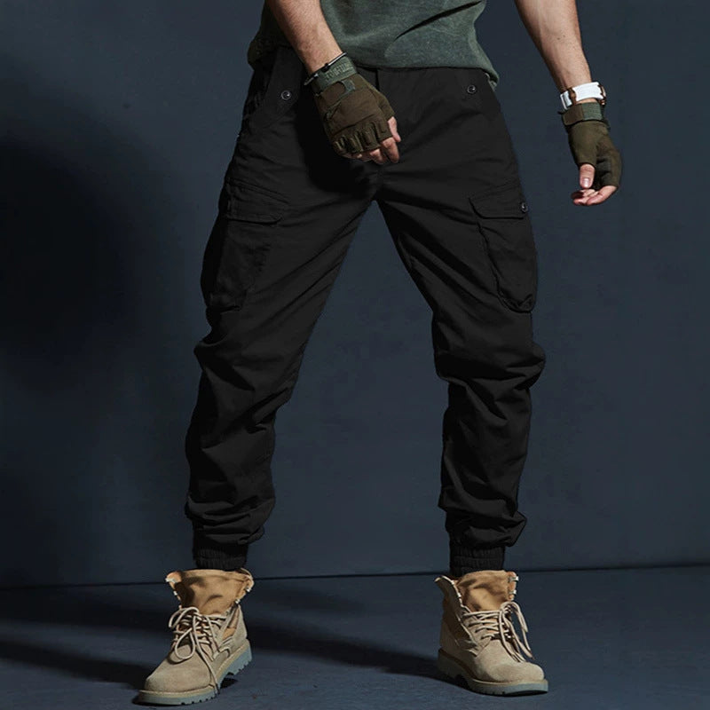 Mens Slim-fit Multi-pocket Work Trousers