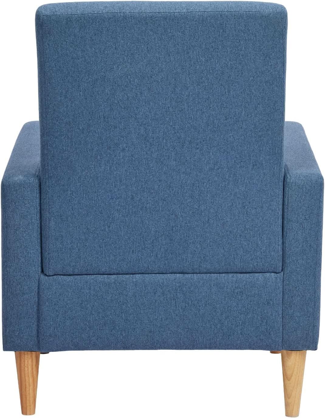 Blue Upholstered Accent Armchair With Back Cushions
