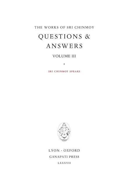 Answers III: Sri Chinmoy speaks - Hardcover