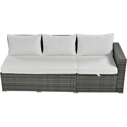 Outdoor 6-Piece All Weather PE Rattan Sofa Set, Garden Patio Wicker Sectional