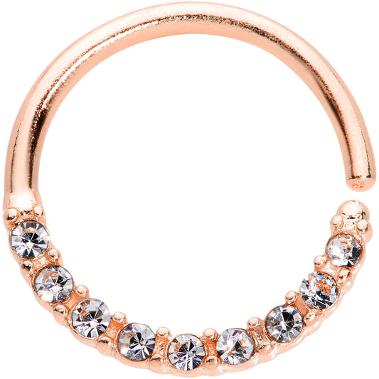 16G 3/8 Clear Gem Rose Gold Tone Elegance Seamless Circular Ring