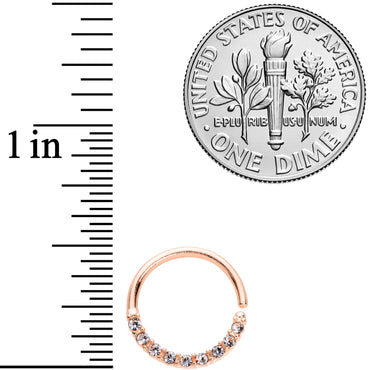16G 3/8 Clear Gem Rose Gold Tone Elegance Seamless Circular Ring