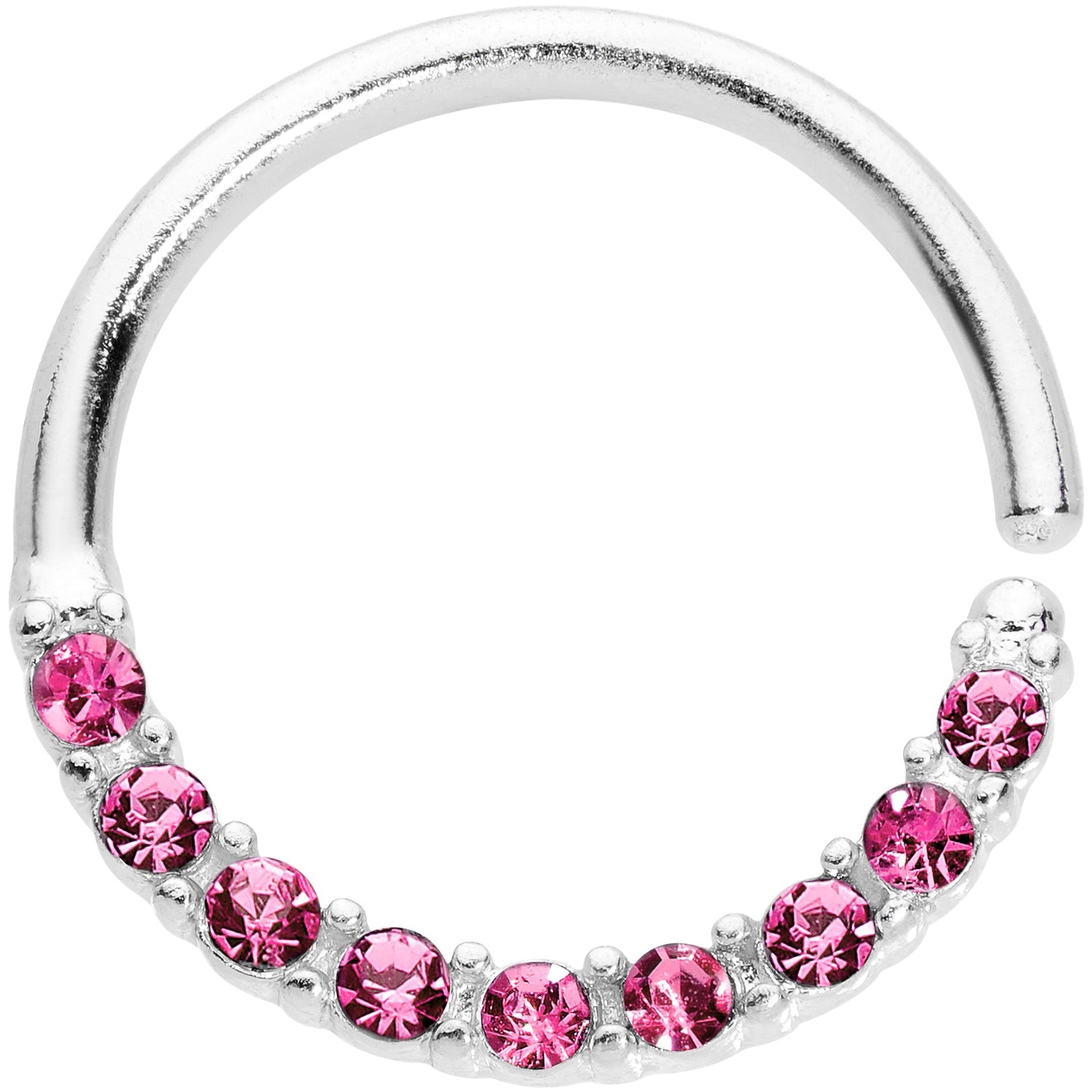 16G 3/8 Pink Gem Simple Elegance Seamless Circular Ring