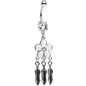 Clear Gem White Flower Feathers Dreamcatcher Dangle Belly Ring