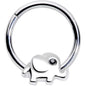 16G 3/8 Black Gem Baby Elephant Hinged Segment Ring