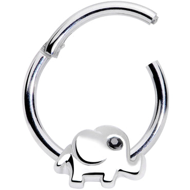 16G 3/8 Black Gem Baby Elephant Hinged Segment Ring