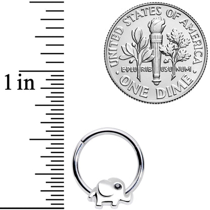 16G 3/8 Black Gem Baby Elephant Hinged Segment Ring