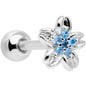 16G 1/4 Aqua Gem Center Flower Cartilage Tragus Earring