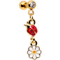 16G 1/4 Clear Gem Gold Tone Ladybug Dangle Cartilage Tragus