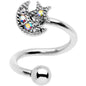 14G 3/8 Stainless Steel Moon Star Spiral Twister Belly Ring