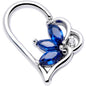16G 3/8 Blue Gem Half Heart Left Ear Closure Ring