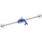 14G Clear Gem Sea Bling Blue Orca Whale Industrial Barbell 38mm
