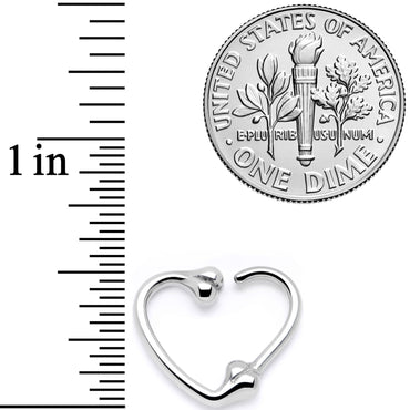 16G 3/8 Bone Heart Right Ear Closure Ring