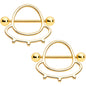 14G 9/16 Gold Tone Outer Space UFO Nipple Shield Set
