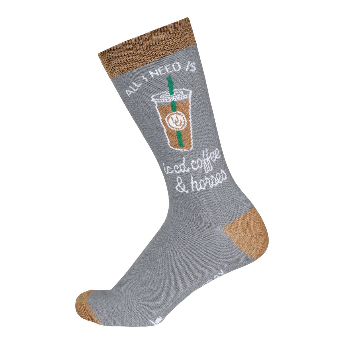 Dapplebay  Knit Crew Socks-Iced Coffee & Horses