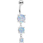 White Gem Triple Drop Dangle Belly Ring