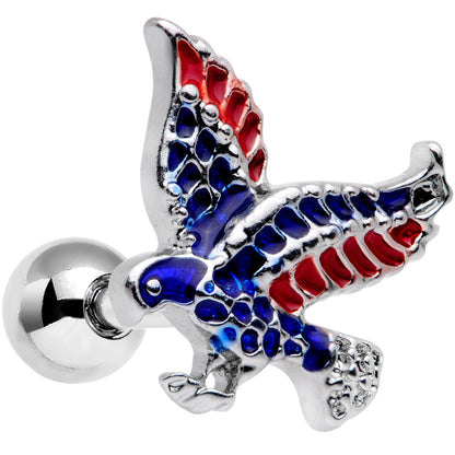 16G 1/4 Red Blue Patriotic Eagle Cartilage Tragus Earring