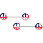 14G 9/16 USA American Flag Peace Sign Barbell Nipple Ring Set