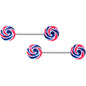 14G 9/16 Red Blue Candy Swirl Barbell Nipple Ring Set