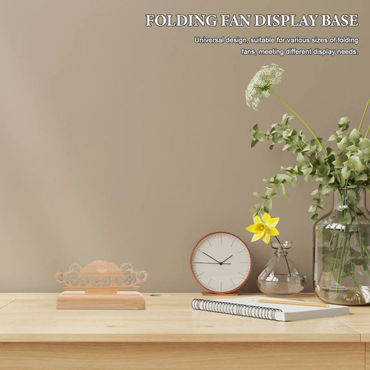 2Pcs Japanese Chinese Folding Fan Display Holder Wood Hand Fan Stand Base Vintage Decorative Rack for Fans