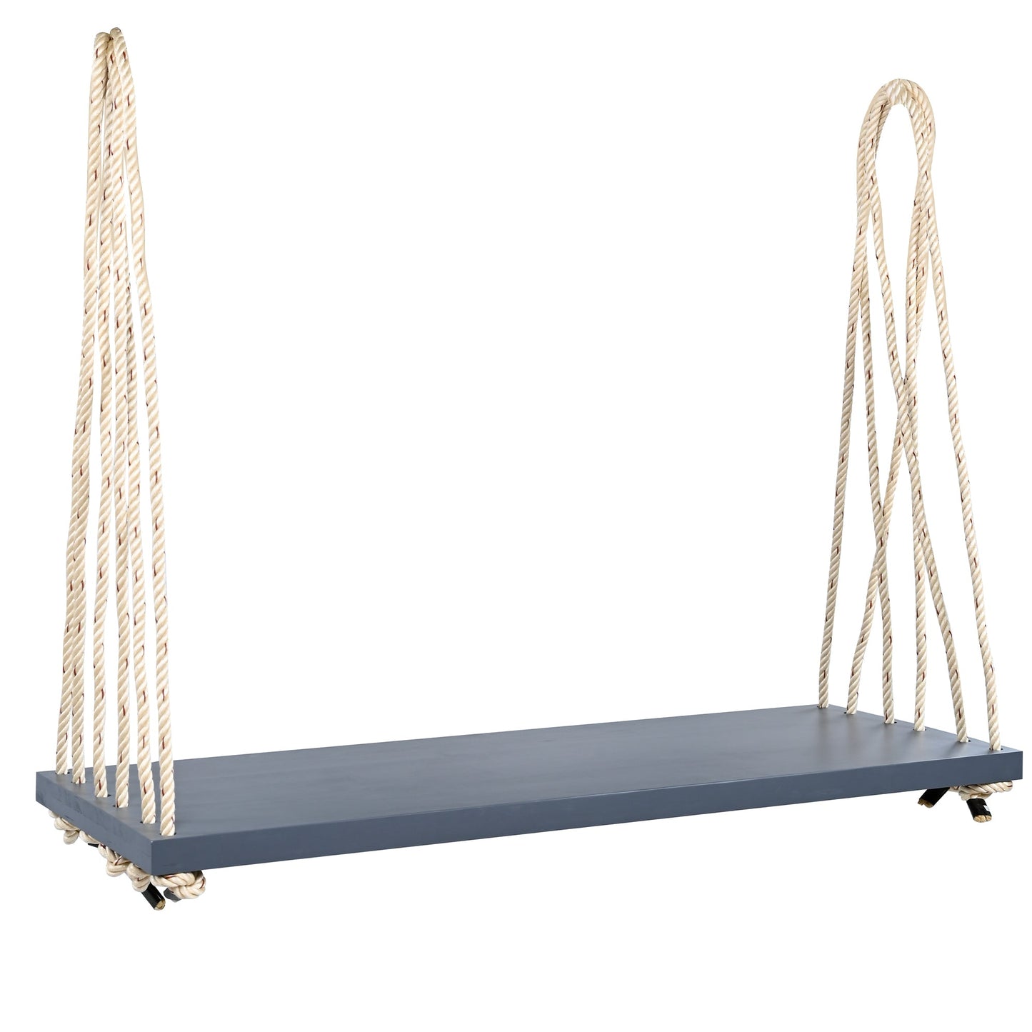 Outdoor Hanging Swing Chair Acacia Wood Gray Cushion Pillows 63x23.6 In 400 LB