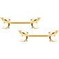 14G 9/16 Clear Gem Gold Tone Toothy Shark Barbell Nipple Ring Set