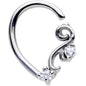 16G 3/8 Clear CZ Gem Half Left Right Ear Closure Ring