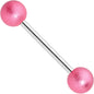 Pink Sandblasted Ball Barbell Tongue Ring