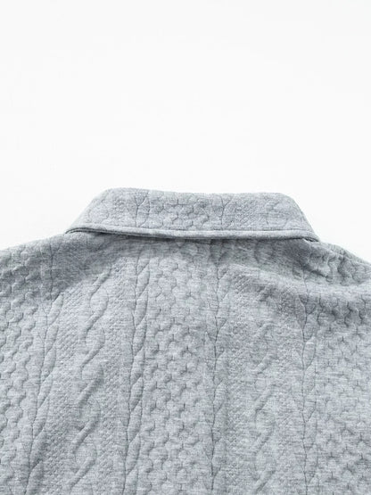 Cable Texture Puff Sleeve Loose Shacket