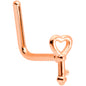 22G 5/16 Rose Gold Tone Key to Your Heart L Shaped Nose Ring