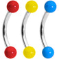 16G 5/16 Red Yellow Blue Glow in the Dark Curved Barbell Set of 3