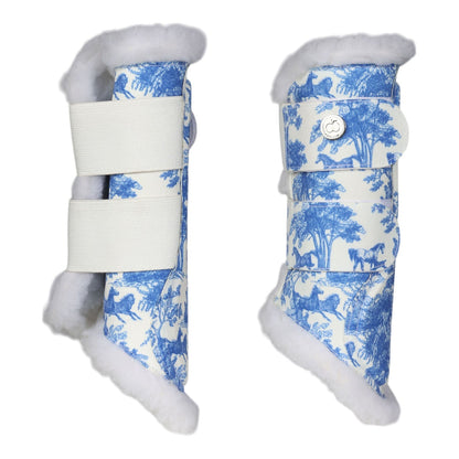 Dapplebay Equestrian Toile Brush Boots-Blue/White