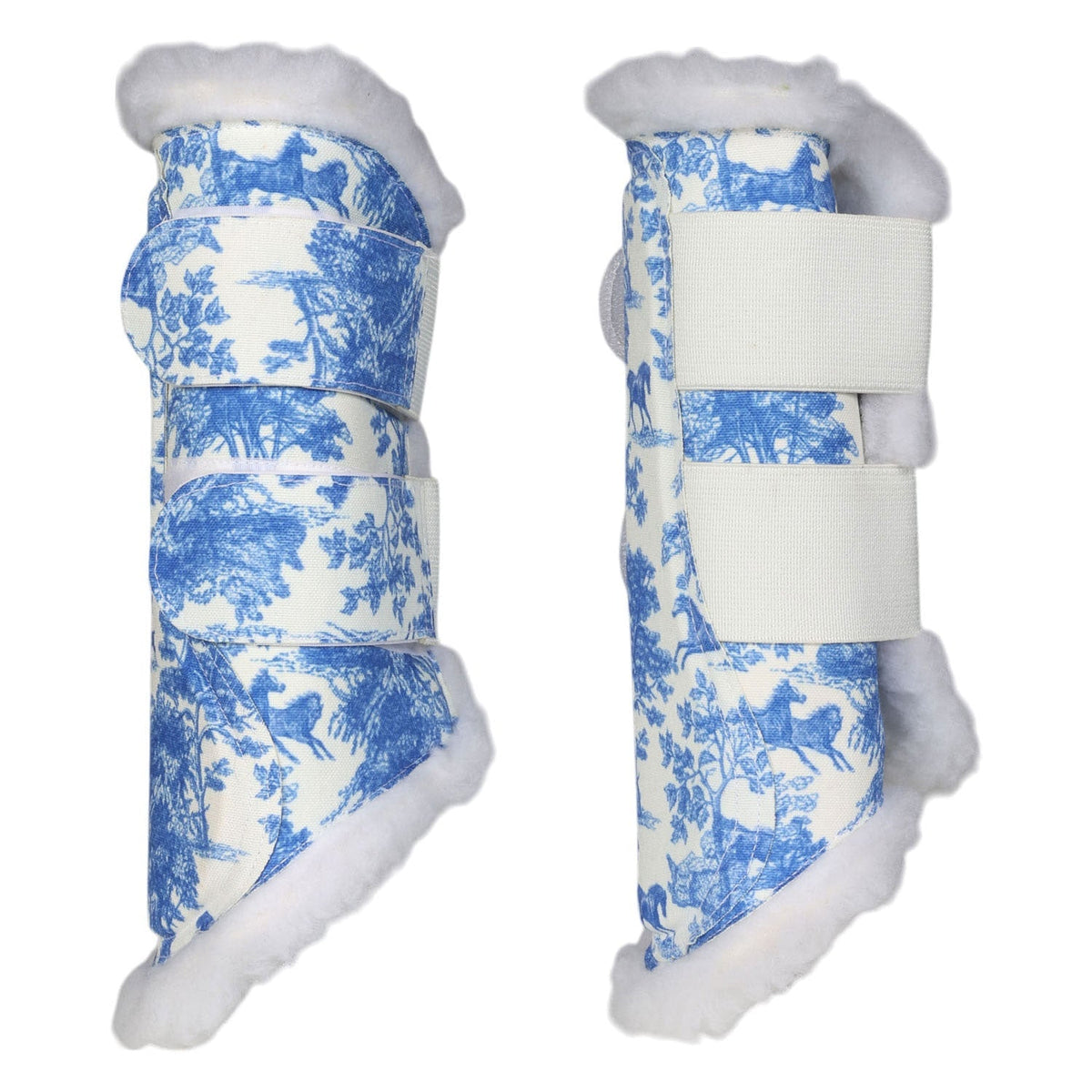 Dapplebay Equestrian Toile Brush Boots-Blue/White