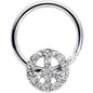 16G 3/8 Clear Gem Retro Peace Sign Closure Ring