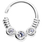 16G 3/8 Clear CZ Gem Trio Coils Closure Ring