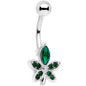 Green Gem Beautiful Flower Belly Ring