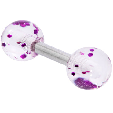 16G 1/4 Purple Splatter Straight Barbell Cartilage Tragus Earring