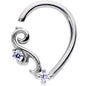 16G 5/16 Clear CZ Gem Half Heart Right Ear Closure Ring